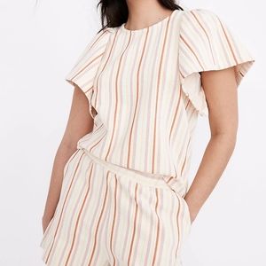 Madewell Flutter Sleeve Crop In stripe